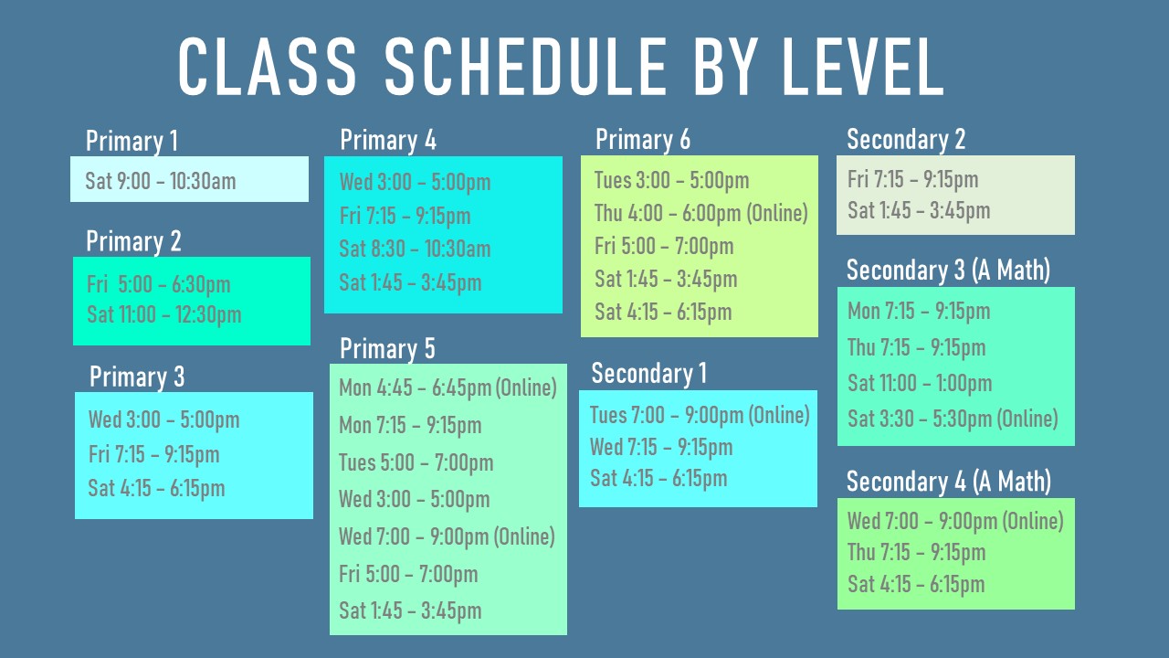 Andrew Er Learning Hub Schedule of Classes